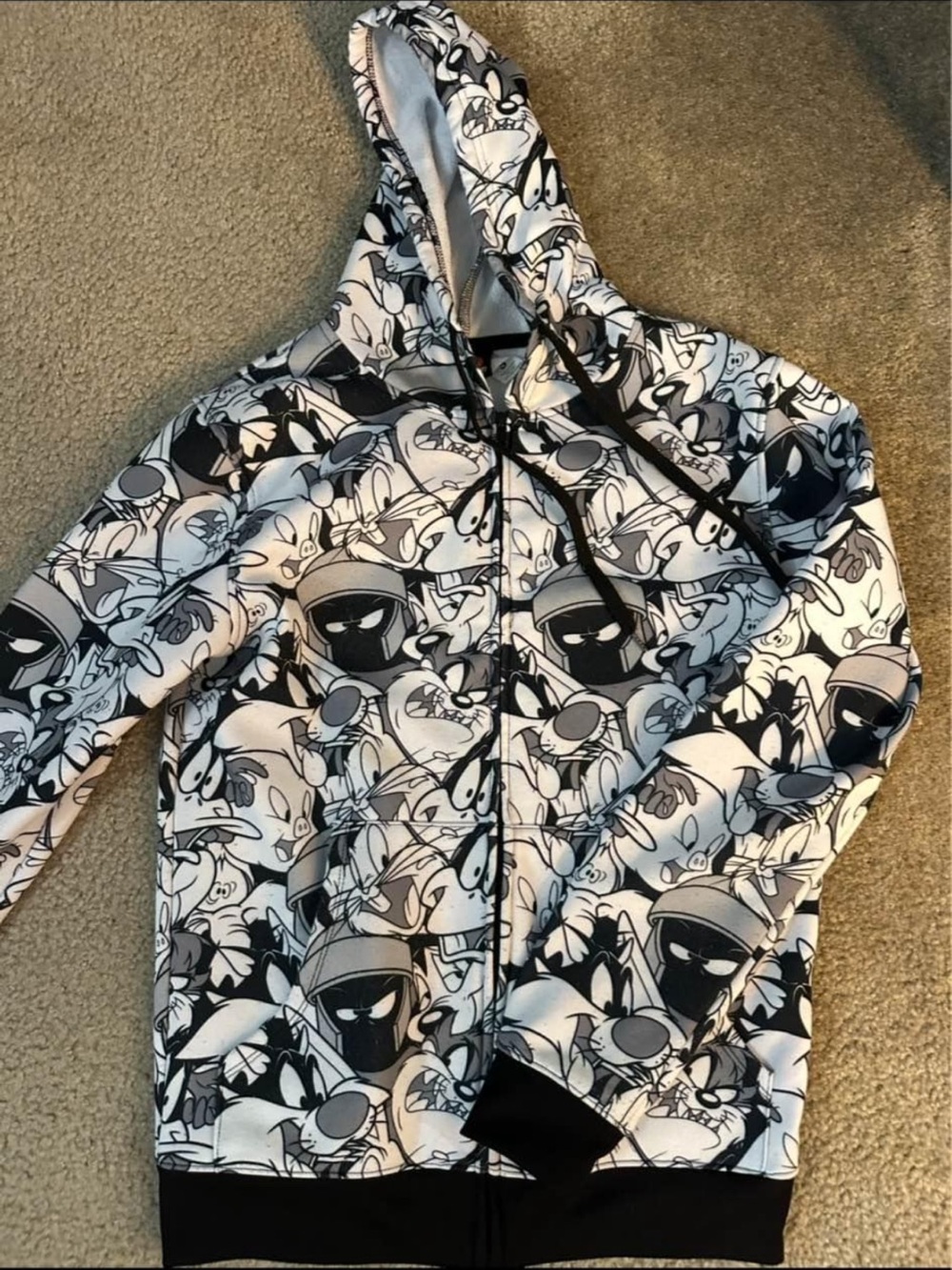 Rare Black & White Looney Toons Cartoon Zip Hoodie